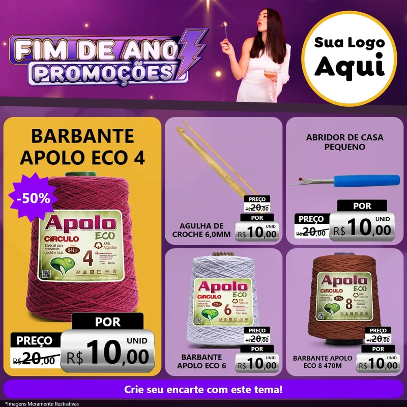 Modelo de Rede Social para Feed Facebook com o tema Fim de Ano Promoções para Armarinho e Aviamentos