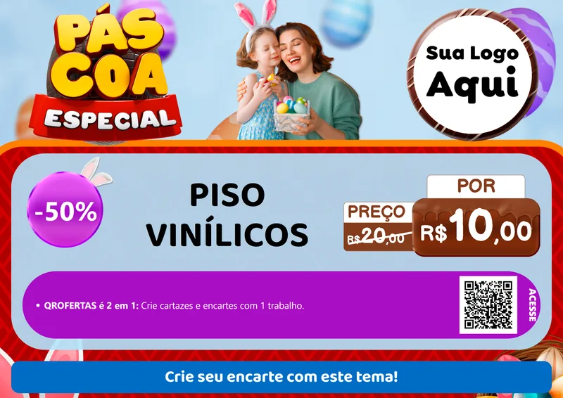 Modelo de Cartaz para Cartaz A4 Horizontal com o tema Páscoa Especial para Material para Construção