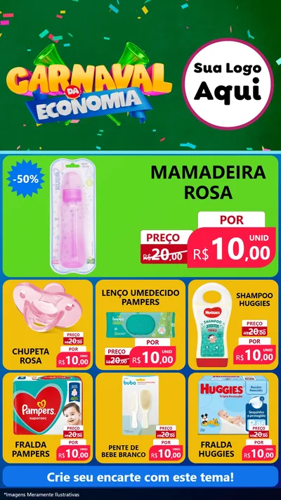 Modelo de Rede Social para Stories com o tema Carnaval da Economia para Bebês