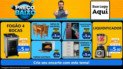 Modelo de TV para TV Horizontal com o tema Preço Baixo para Móveis e Eletro