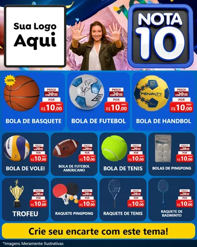 Modelo de Rede Social para Feed Instagram com o tema Nota 10 para Artigos Esportivos