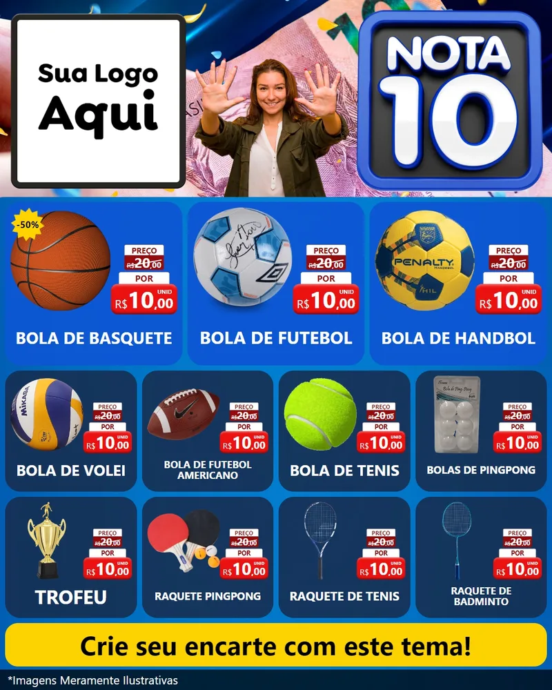 Modelo de Rede Social para Feed Instagram com o tema Nota 10 para Artigos Esportivos