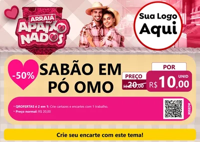 Modelo de Cartaz para Cartaz A4 Horizontal com o tema Arraiá dos Apaixonados - Junina para Produtos de Limpeza