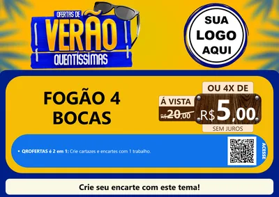 Modelo de Cartaz para Cartaz A4 Horizontal com o tema Ofertas de Verão Quentíssimas para Móveis e Eletro