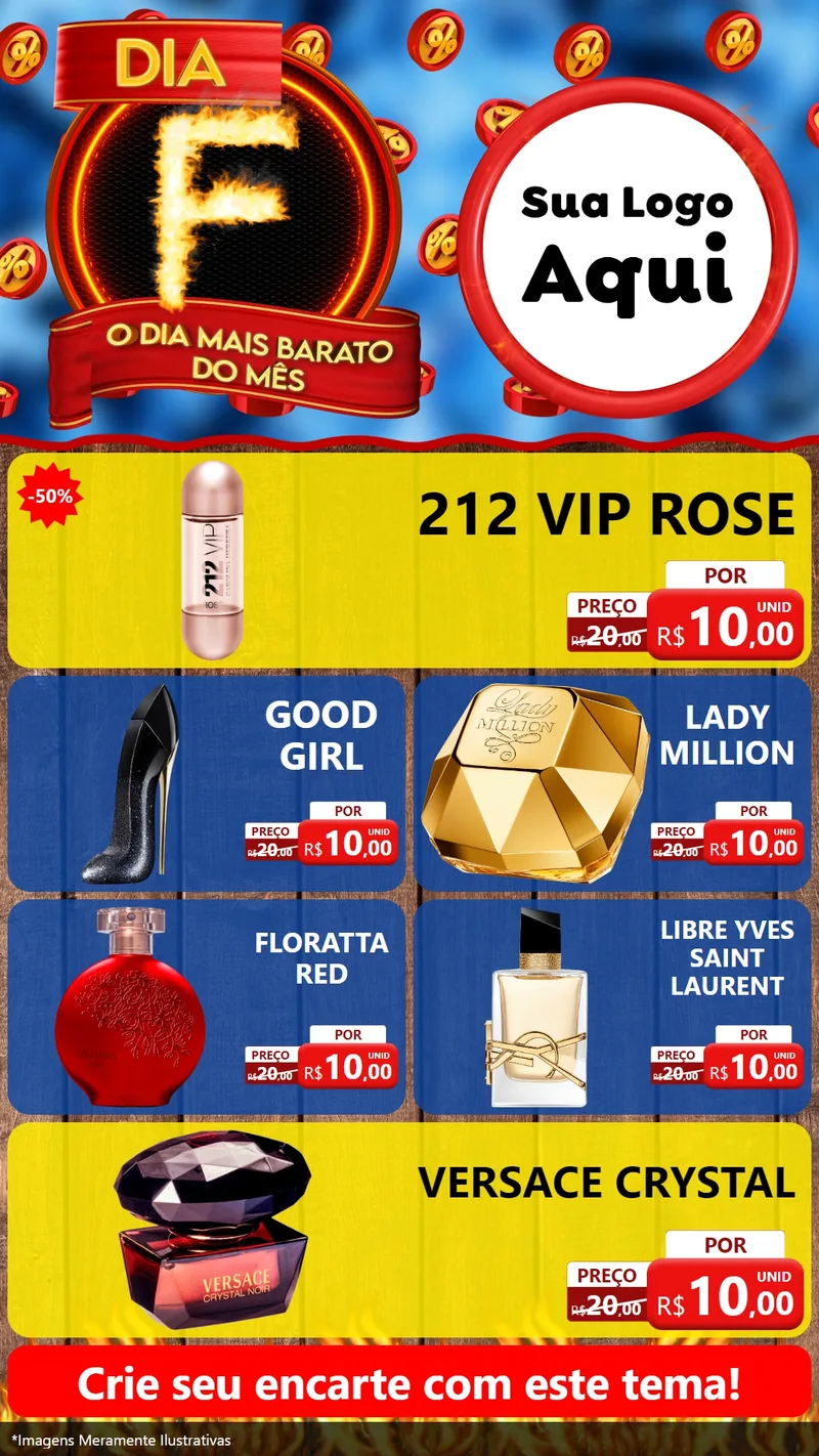 Modelo de TV para TV Vertical com o tema Dia F - O Dia Mais Barato Do Mês para Perfumes