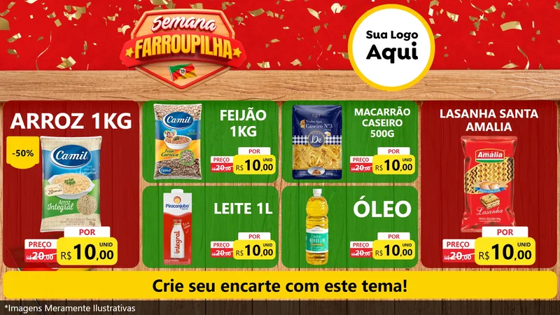 Modelo de TV para TV Horizontal com o tema Semana Farroupilha para Supermercado