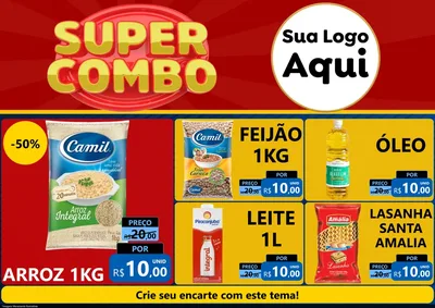 Modelo de Encarte para Encarte A4 Horizontal com o tema Super Combo para Supermercado