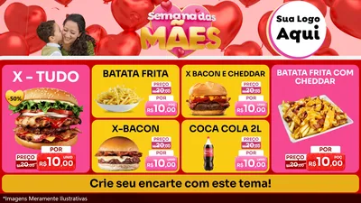 Modelo de TV para TV Horizontal com o tema Semana Das Mães para Hamburgueria