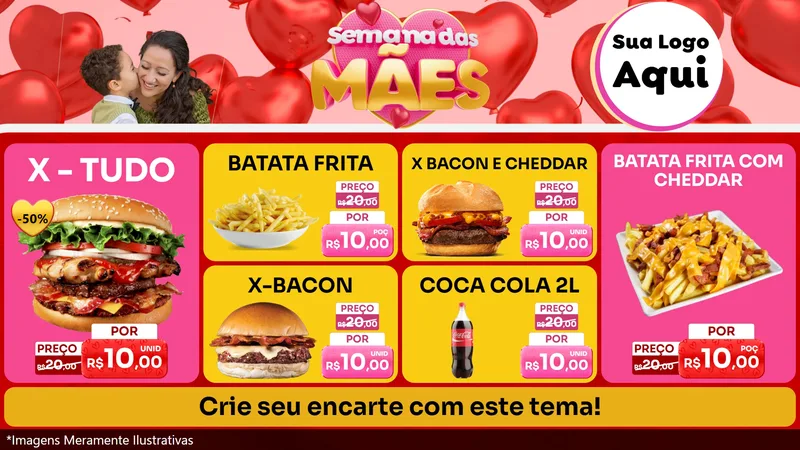 Modelo de TV para TV Horizontal com o tema Semana Das Mães para Hamburgueria