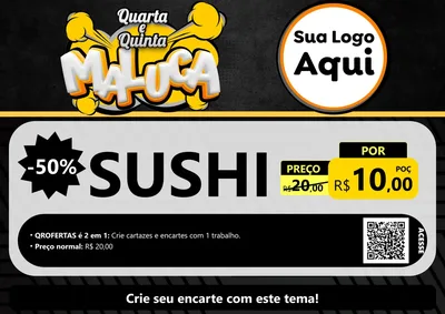 Modelo de Cartaz para Cartaz A4 Horizontal com o tema Quarta e Quinta Maluca para Comida japonesa