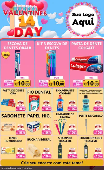 Modelo de Encarte para Encarte Grande com o tema Valentine's Day para Higiene Pessoal