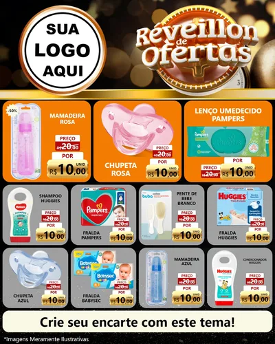 Modelo de Rede Social para Feed Instagram com o tema Réveillon de Ofertas para Bebês