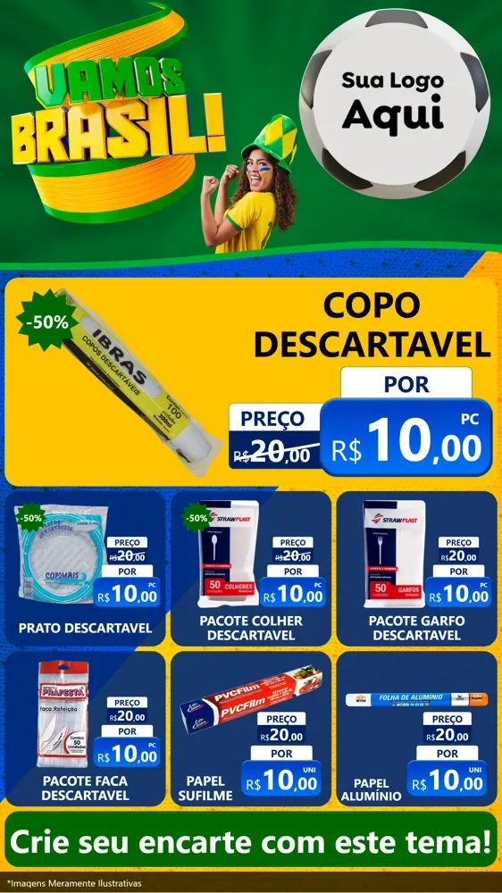 Modelo de Rede Social para Stories com o tema Vamos Brasil - Copa para Embalagens