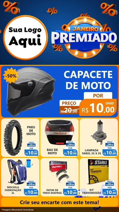 Modelo de Rede Social para Stories com o tema Janeiro Premiado para Moto peças