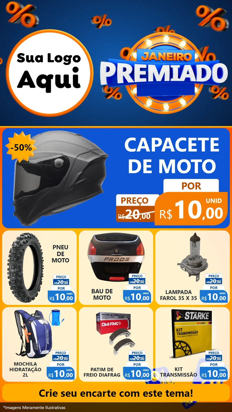 Modelo de Rede Social para Stories com o tema Janeiro Premiado para Moto peças