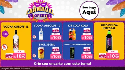 Modelo de TV para TV Horizontal com o tema Carnaval de Ofertas para Distribuidora de bebidas