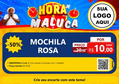 Modelo de Cartaz para Cartaz A4 Horizontal com o tema Hora Maluca para Papelaria
