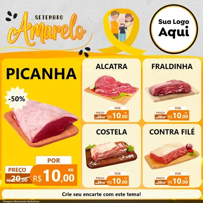 Modelo de Rede Social para Feed Facebook com o tema Setembro Amarelo para Açougue