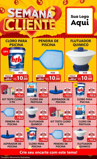 Modelo de Encarte para Encarte Grande com o tema Semana do Cliente para Produtos para Piscina