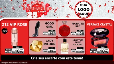 Modelo de TV para TV Horizontal com o tema Promoção de Aniversário - 25Anos para Perfumes