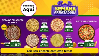 Modelo de TV para TV Horizontal com o tema Semana Arrasadora para Pizzaria