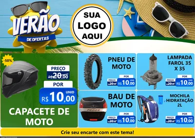 Modelo de Encarte para Encarte A4 Horizontal com o tema Verão de Ofertas para Moto peças