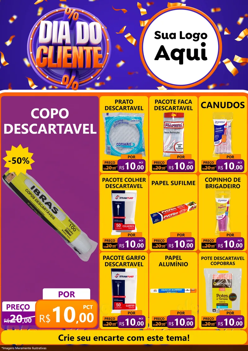Modelo de Encarte para Encarte A4 Vertical com o tema Dia do Cliente para Embalagens