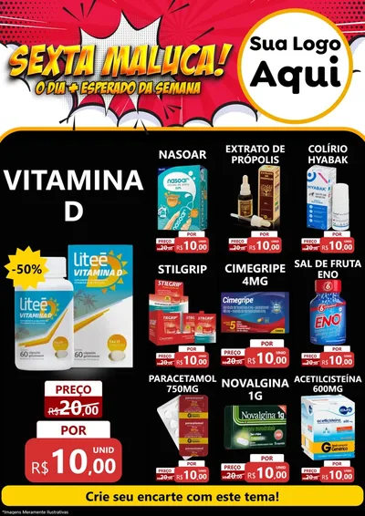 Modelo de Encarte para Encarte A4 Vertical com o tema Sexta Maluca! para Farmácia