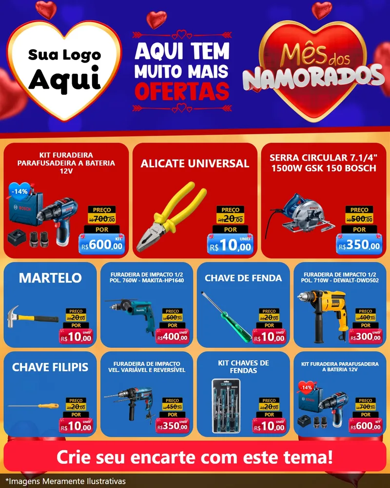 Modelo de Rede Social para Feed Instagram com o tema Mês dos Namorados para Maquinas e Ferramentas