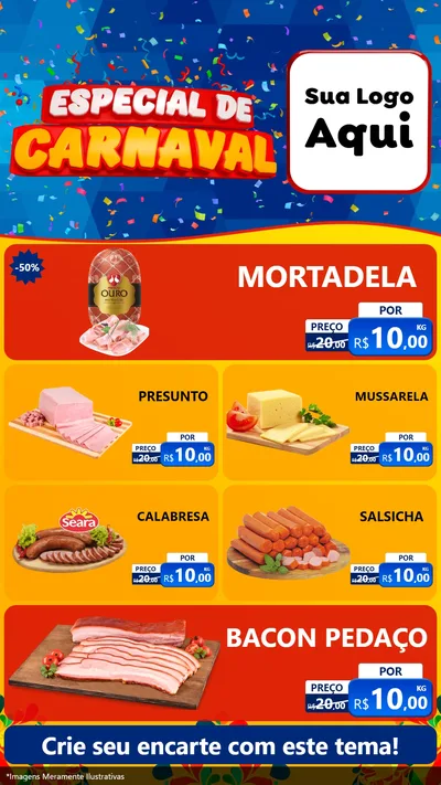 Modelo de TV para TV Vertical com o tema Especial de Carnaval para Frios e Laticínios