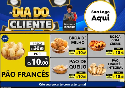 Modelo de Encarte para Encarte A4 Horizontal com o tema Dia Do Cliente para Padaria