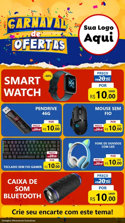 Modelo de TV para TV Vertical com o tema Carnaval de Ofertas para Informática