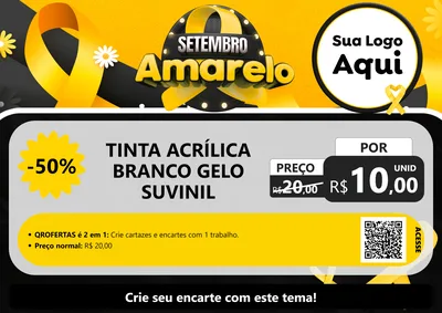 Modelo de Cartaz para Cartaz A4 Horizontal com o tema Setembro Amarelo para Tintas e Ferramentas