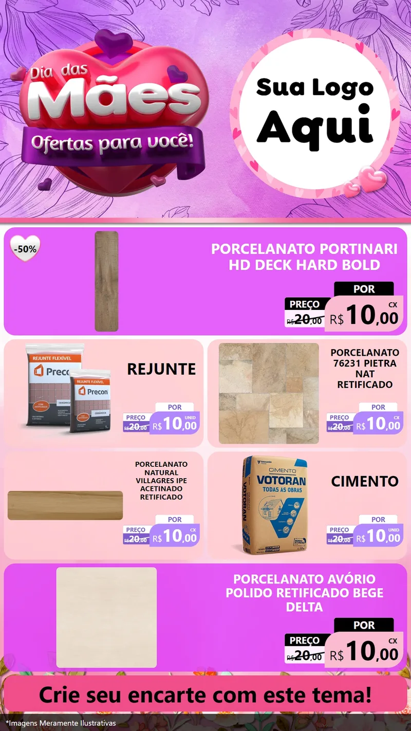 Modelo de TV para TV Vertical com o tema Dia das Mães Ofertas para Você! para Pisos e revestimentos