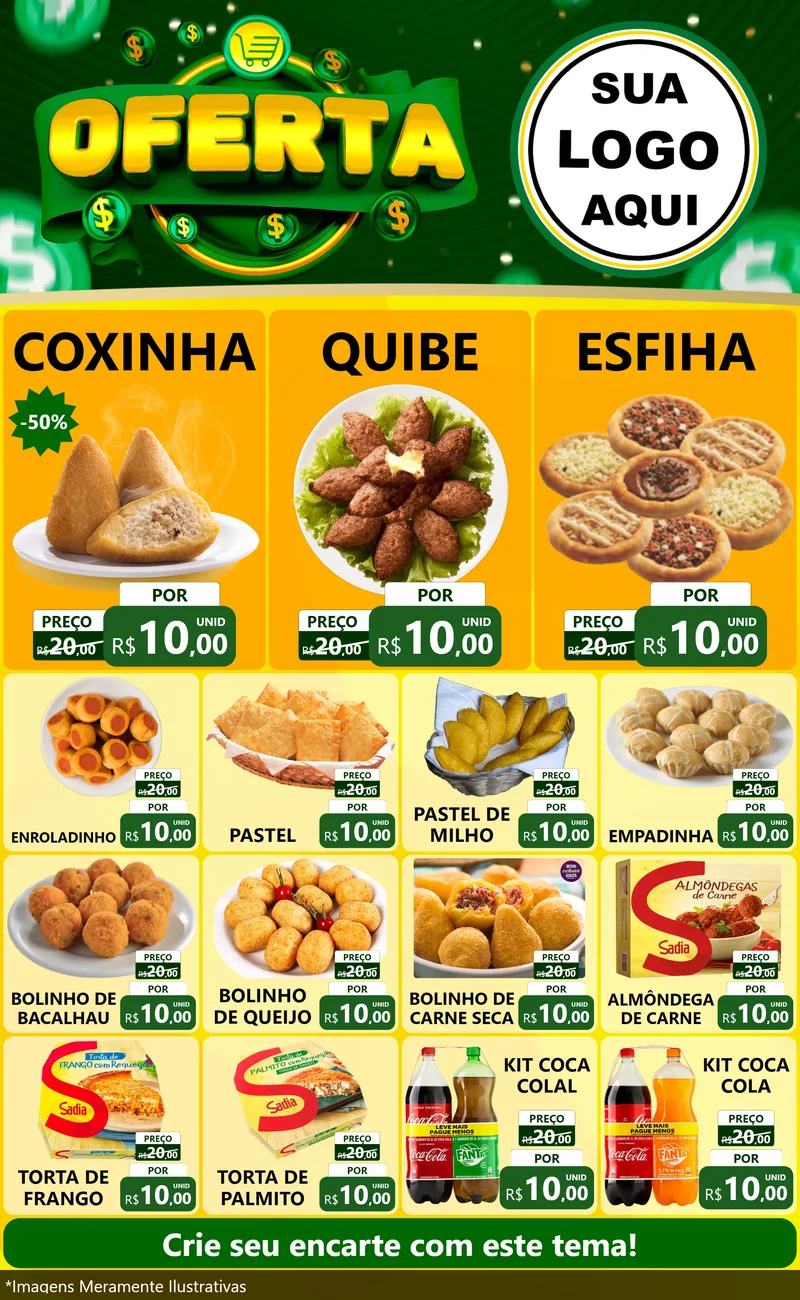 Modelo de Encarte para Encarte Grande com o tema Oferta para Salgadaria