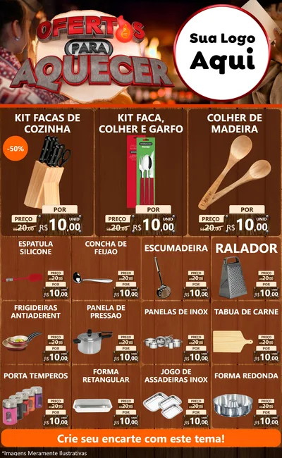 Modelo de Encarte para Encarte Grande com o tema Ofertas Para Aquecer para Utilidades Domésticas