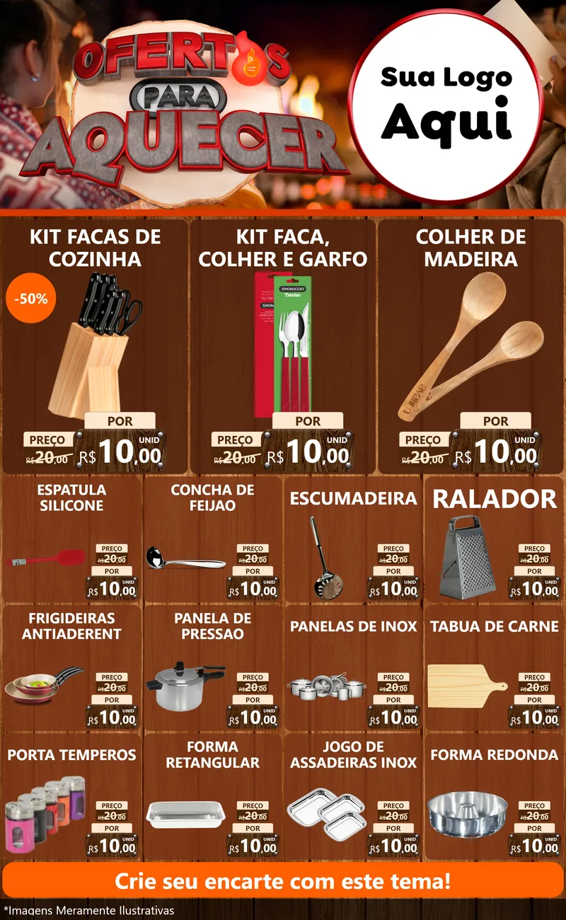 Modelo de Encarte para Encarte Grande com o tema Ofertas Para Aquecer para Utilidades Domésticas