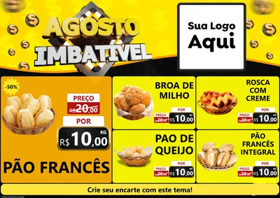 Modelo de Encarte para Encarte A4 Horizontal com o tema Agosto Imbatível para Padaria
