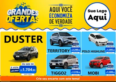 Modelo de Encarte para Encarte A4 Horizontal com o tema Grandes Ofertas para Concessionaria de Carros