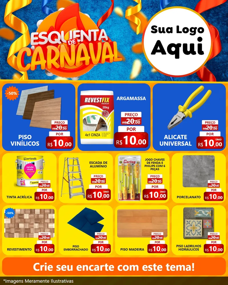 Modelo de Rede Social para Feed Instagram com o tema Esquenta de Carnaval para Material para Construção