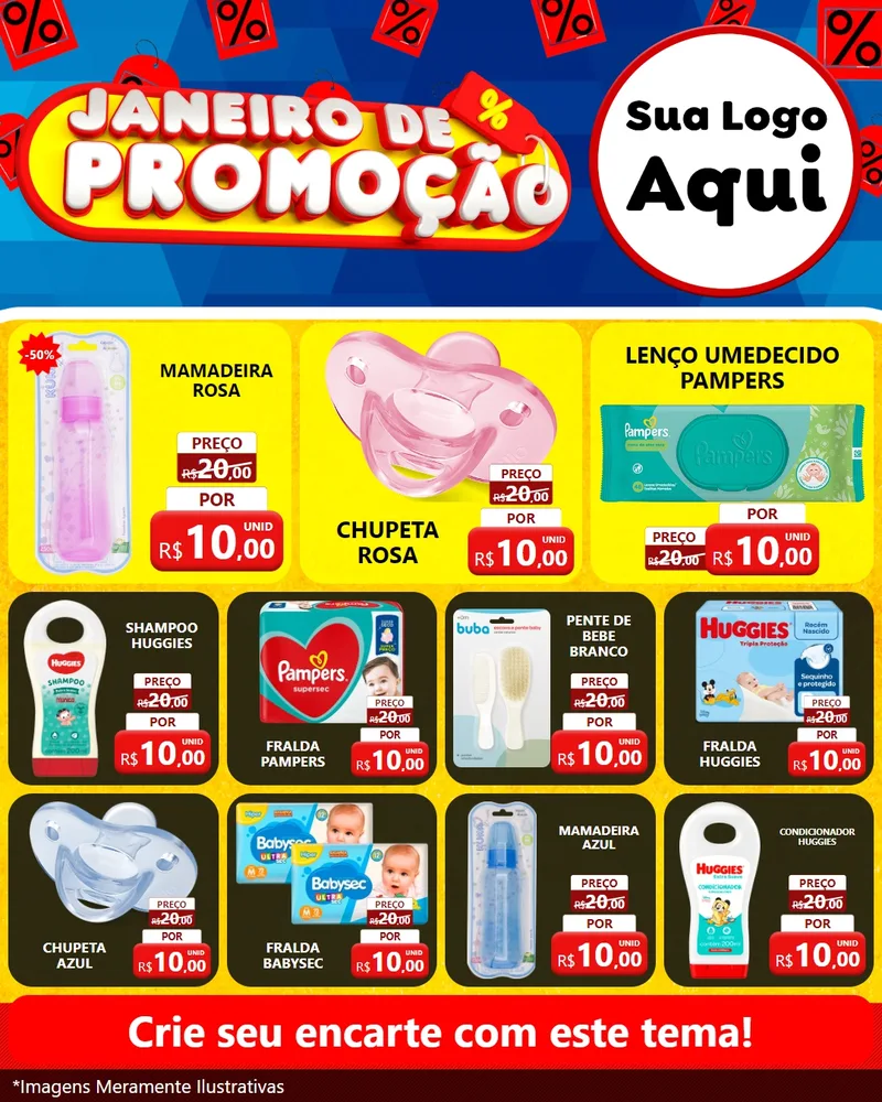 Modelo de Rede Social para Feed Instagram com o tema Janeiro de Promoção para Bebês