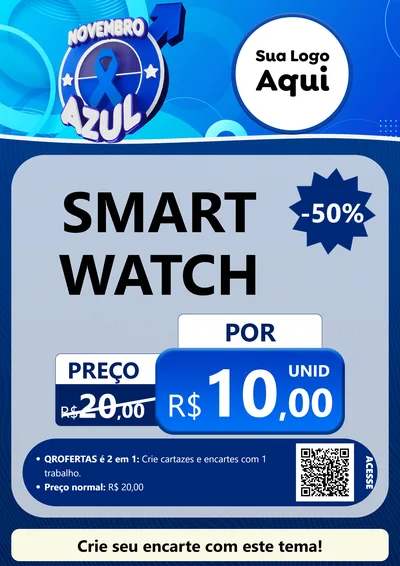 Modelo de Cartaz para Cartaz A4 Vertical com o tema Novembro Azul para Informática