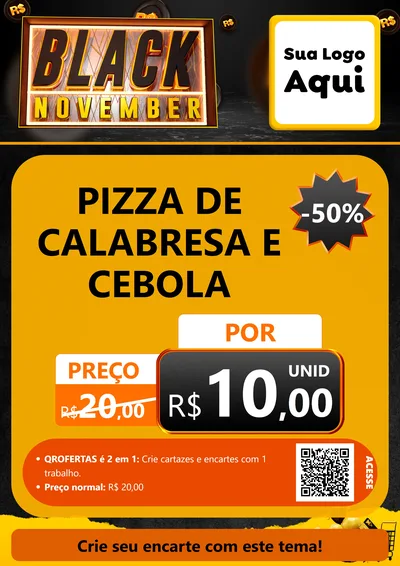 Modelo de Cartaz para Cartaz A4 Vertical com o tema Black November para Pizzaria