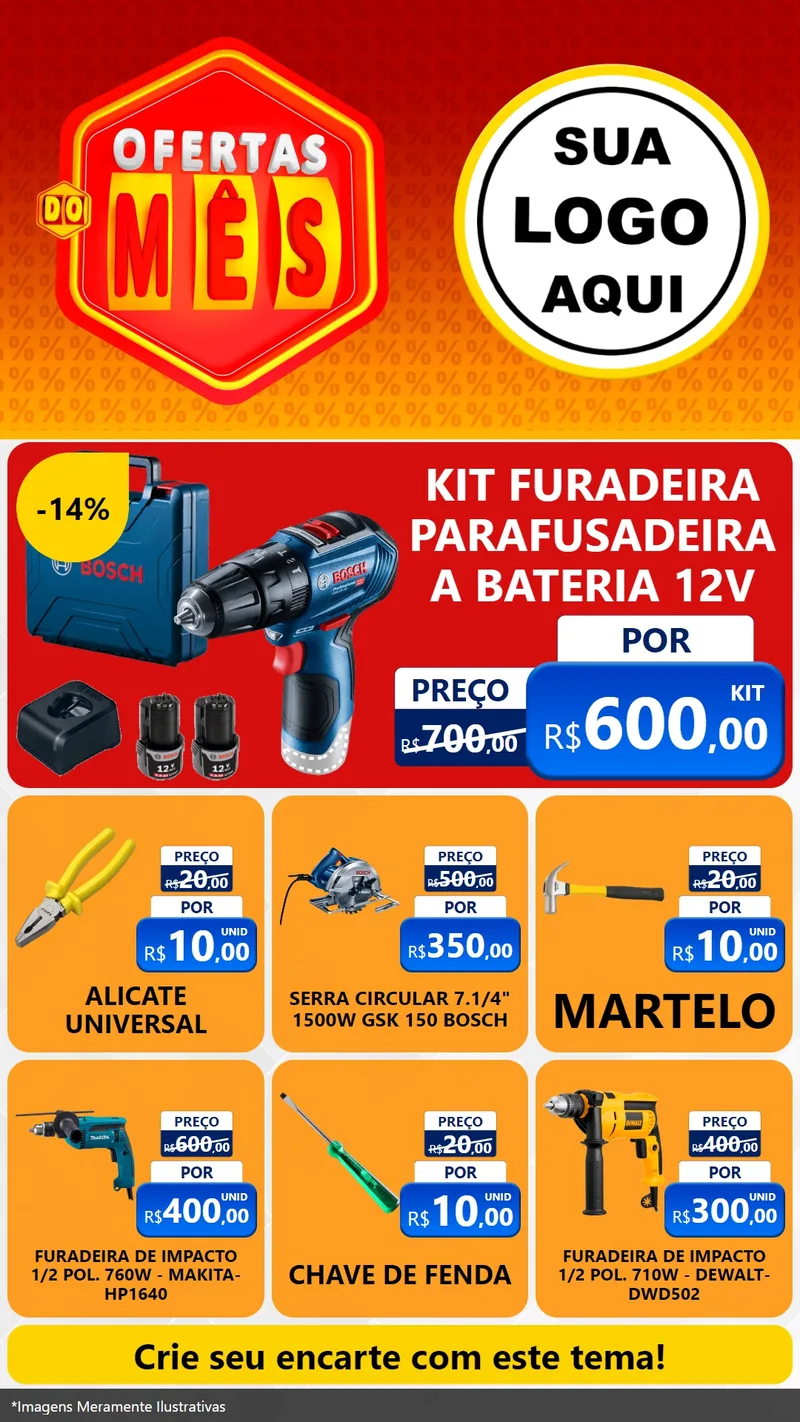 Modelo de Rede Social para Stories com o tema Ofertas do Mês para Maquinas e Ferramentas