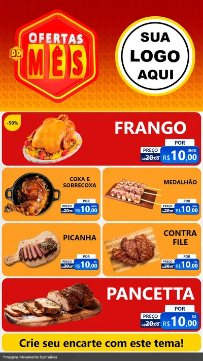 Modelo de TV para TV Vertical com o tema Ofertas do Mês para Assados