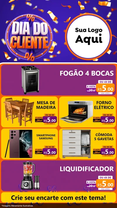 Modelo de TV para TV Vertical com o tema Dia do Cliente para Móveis e Eletro