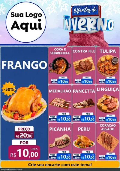 Modelo de Encarte para Encarte A4 Vertical com o tema Ofertas de Inverno para Assados