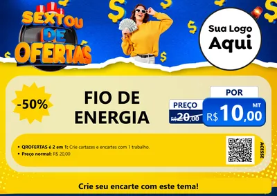 Modelo de Cartaz para Cartaz A4 Horizontal com o tema Sextou de Ofertas para Materiais Elétricos