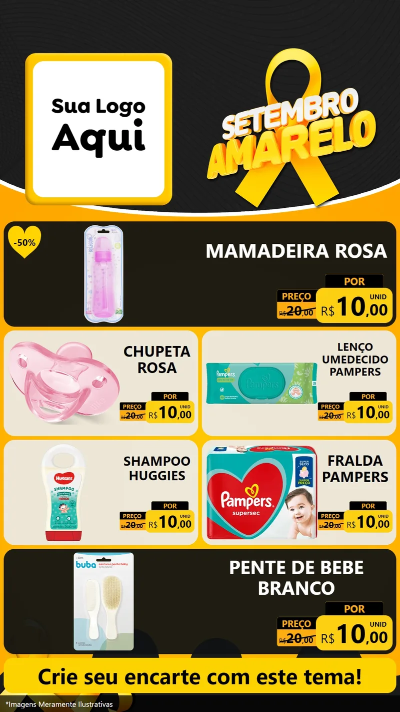 Modelo de TV para TV Vertical com o tema Setembro Amarelo para Bebês