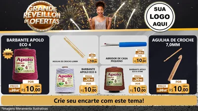 Modelo de TV para TV Horizontal com o tema Grande Réveillon de Ofertas para Armarinho e Aviamentos